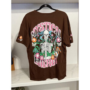 XL Vine & Valley Chocolate Brown Unisex Mystical Energy Oversized Tee Halloween